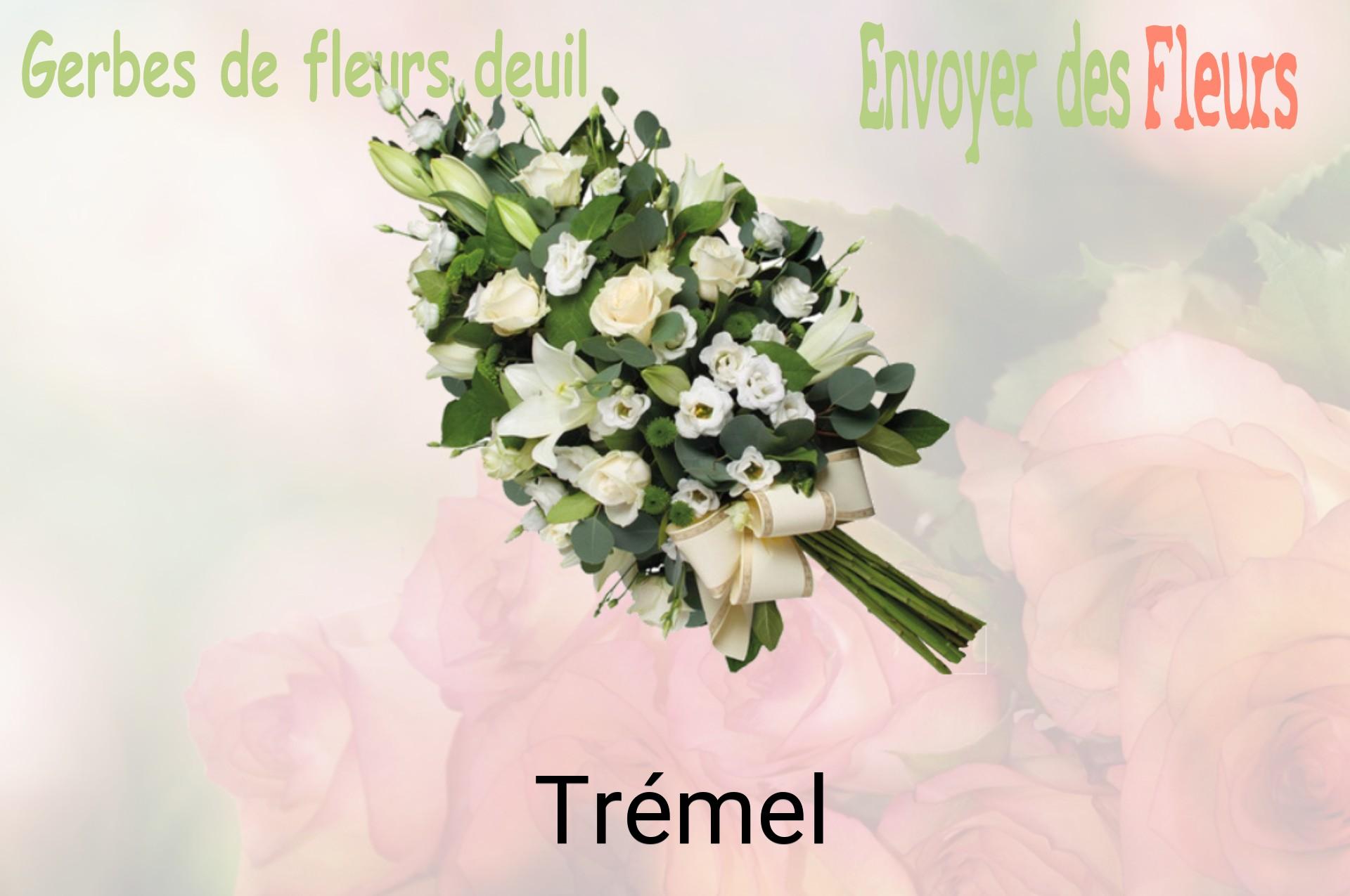 Gerbe de fleurs de deuil livrée à Trémel